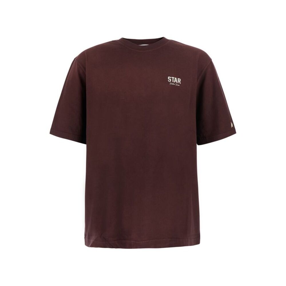 Golden Goose Men Tshirt Star With Bordeaux Cotton Unisex